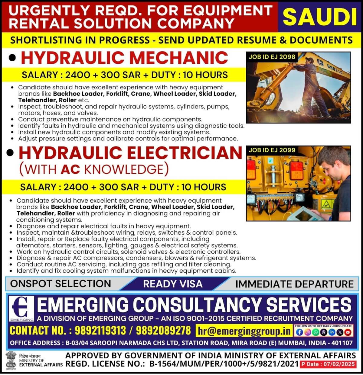 Urgently Required For Equipment Rental Solution Company in Saudi Arabia - Online Client Interview Soon