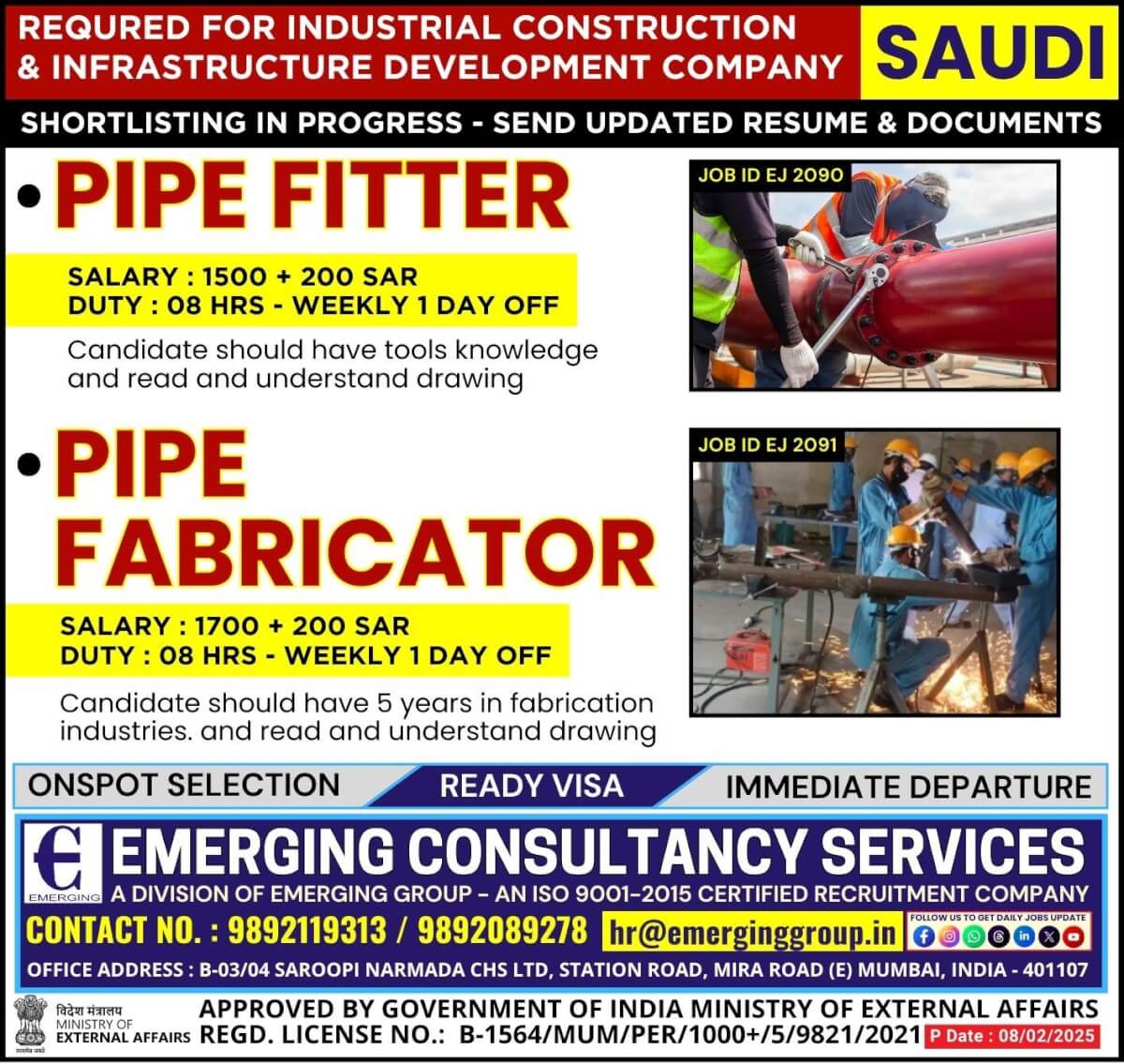 Urgently Required For Construction & Infrastructure Development Company in Saudi Arabia - Online Client Interview Soon