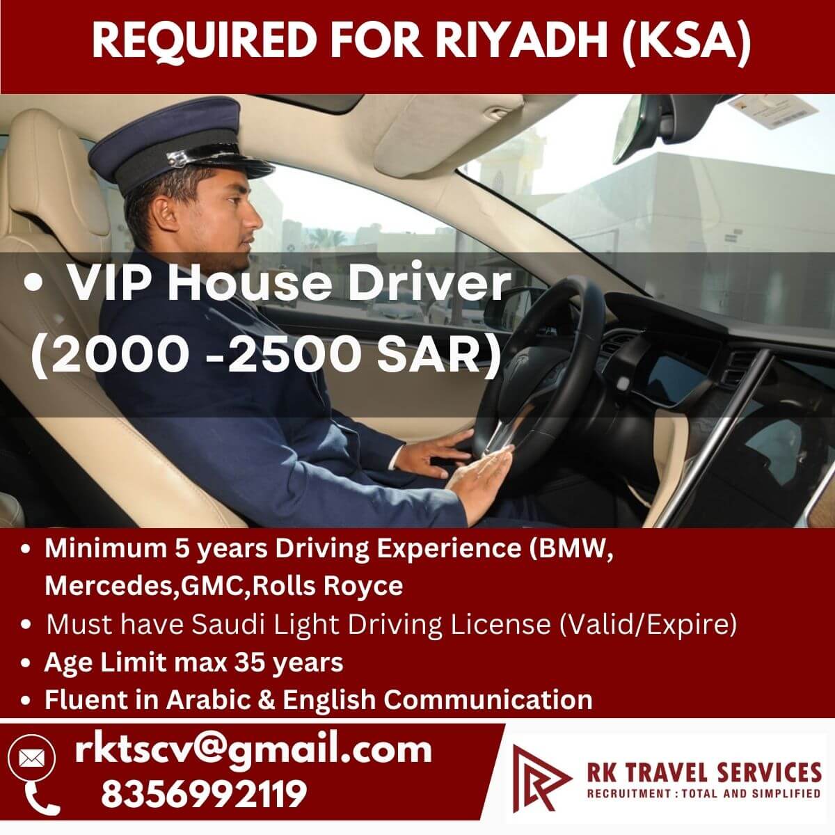 REQUIRED FOR RIYADH (KSA)