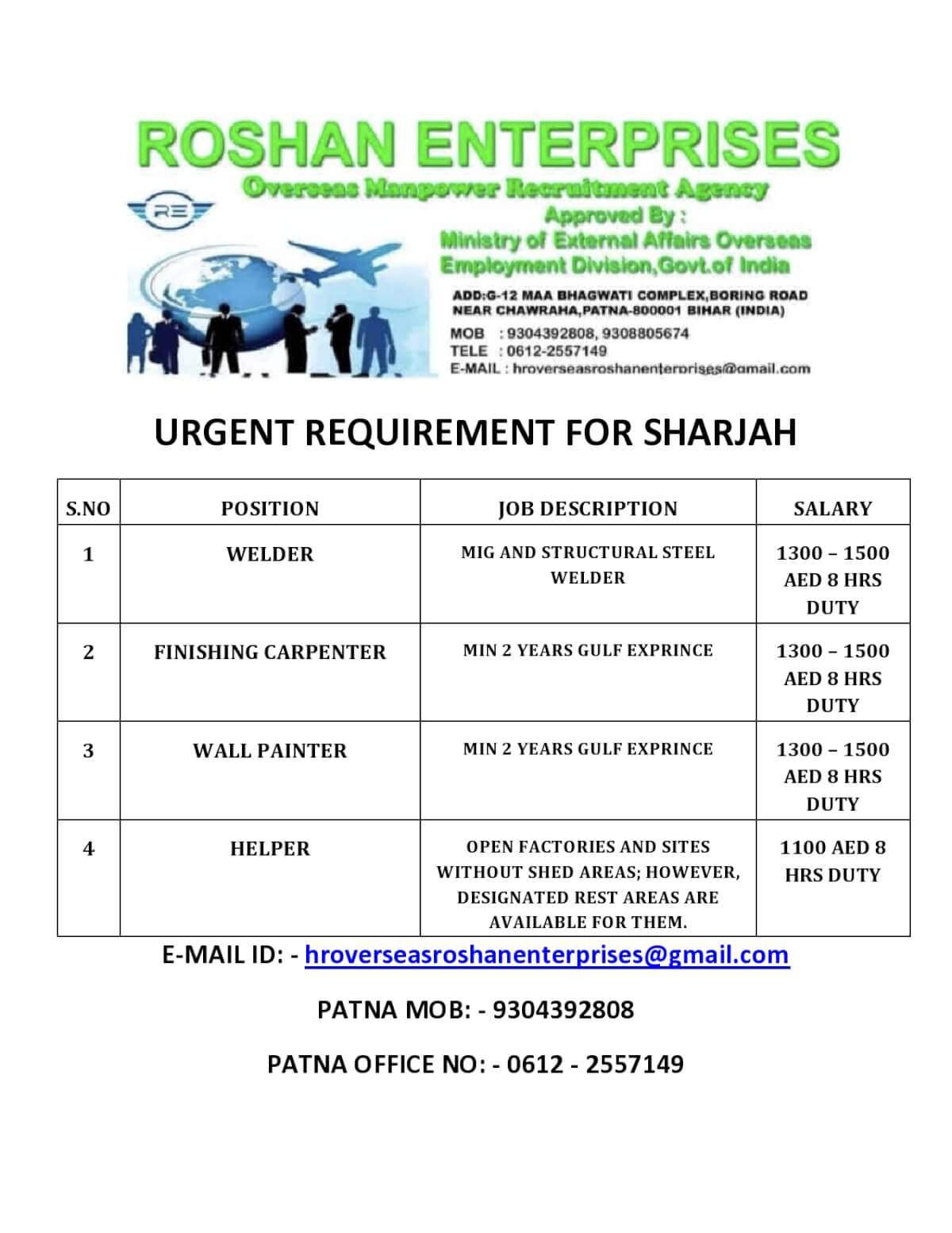 URGENT REQUIREMENT FOR SHARJAH