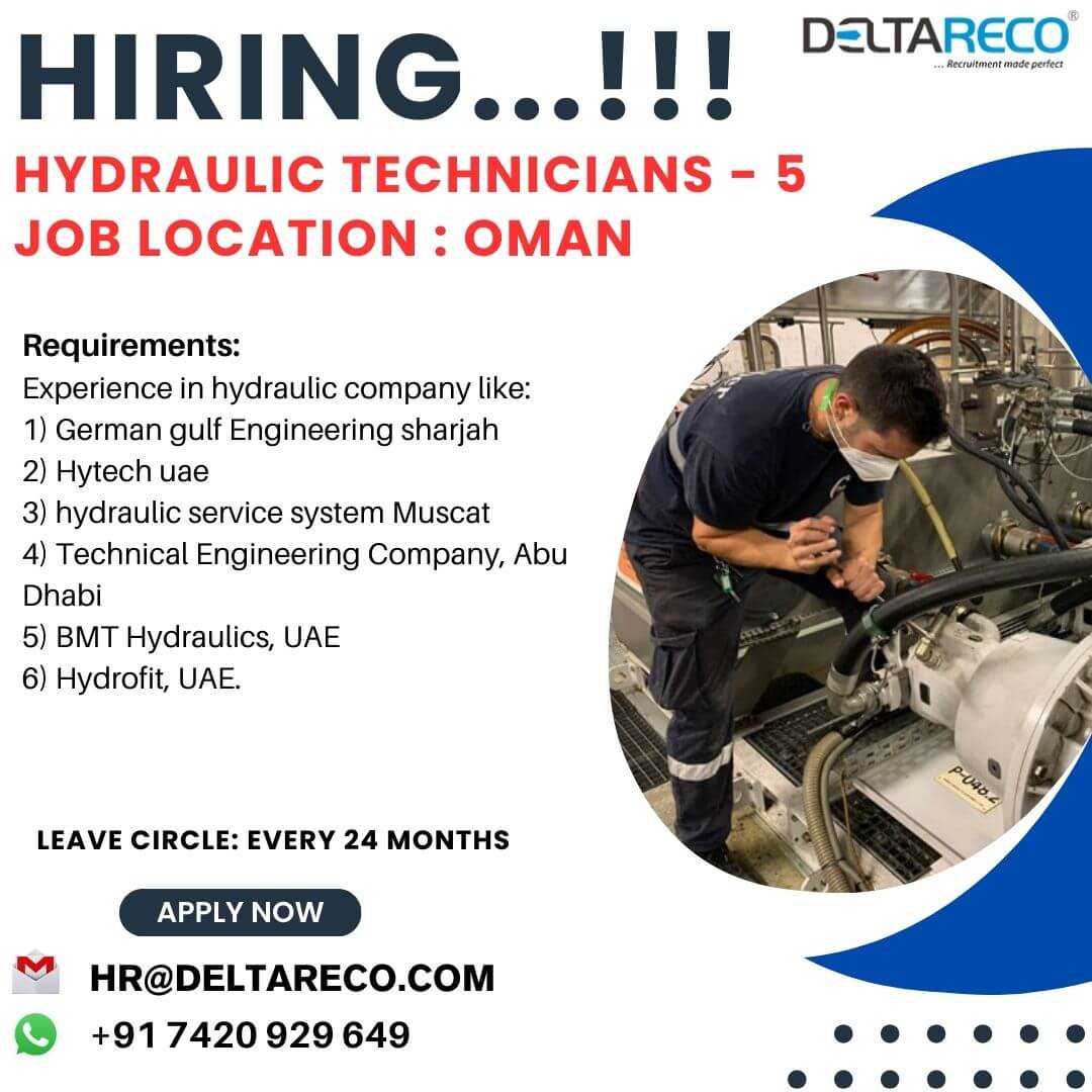 Hiriing Hydraulic Technician for OMAN-5 vacancies