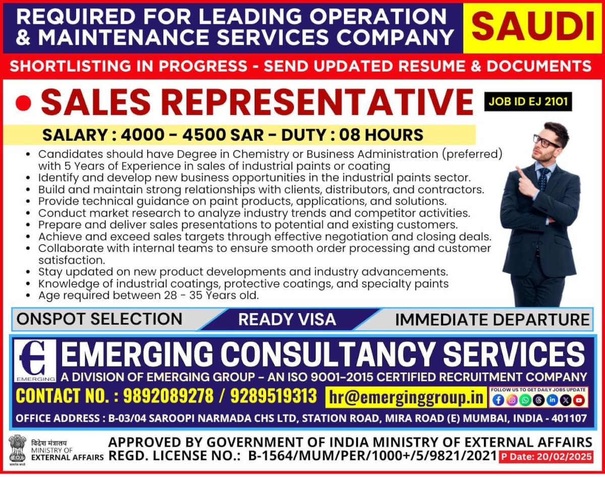 Urgently Required for Operation & Maintenance Company in Saudi Arabia  - Shortlisting in Progress