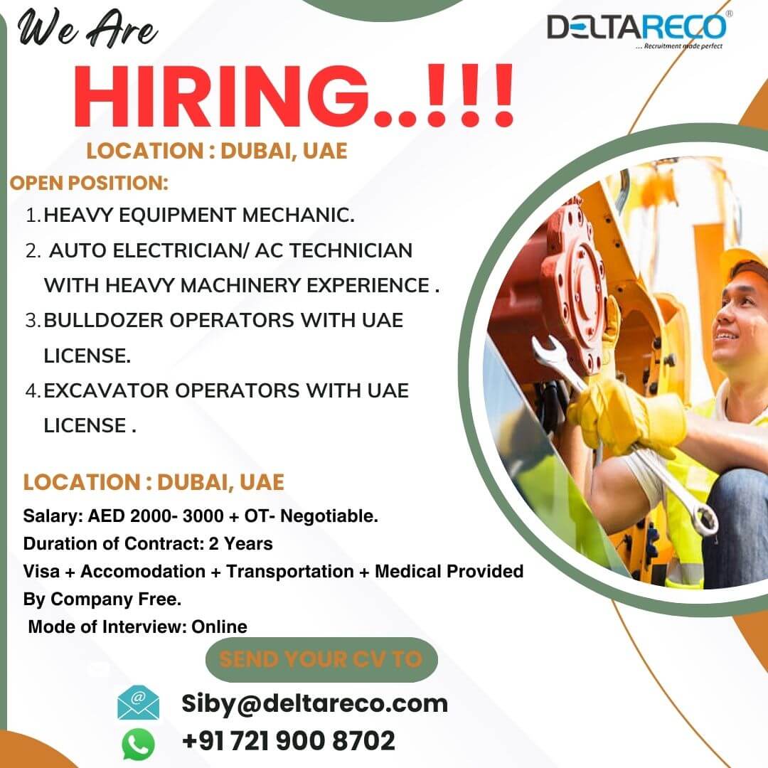 Hiring FOr Dubai UAE Multiple Positions