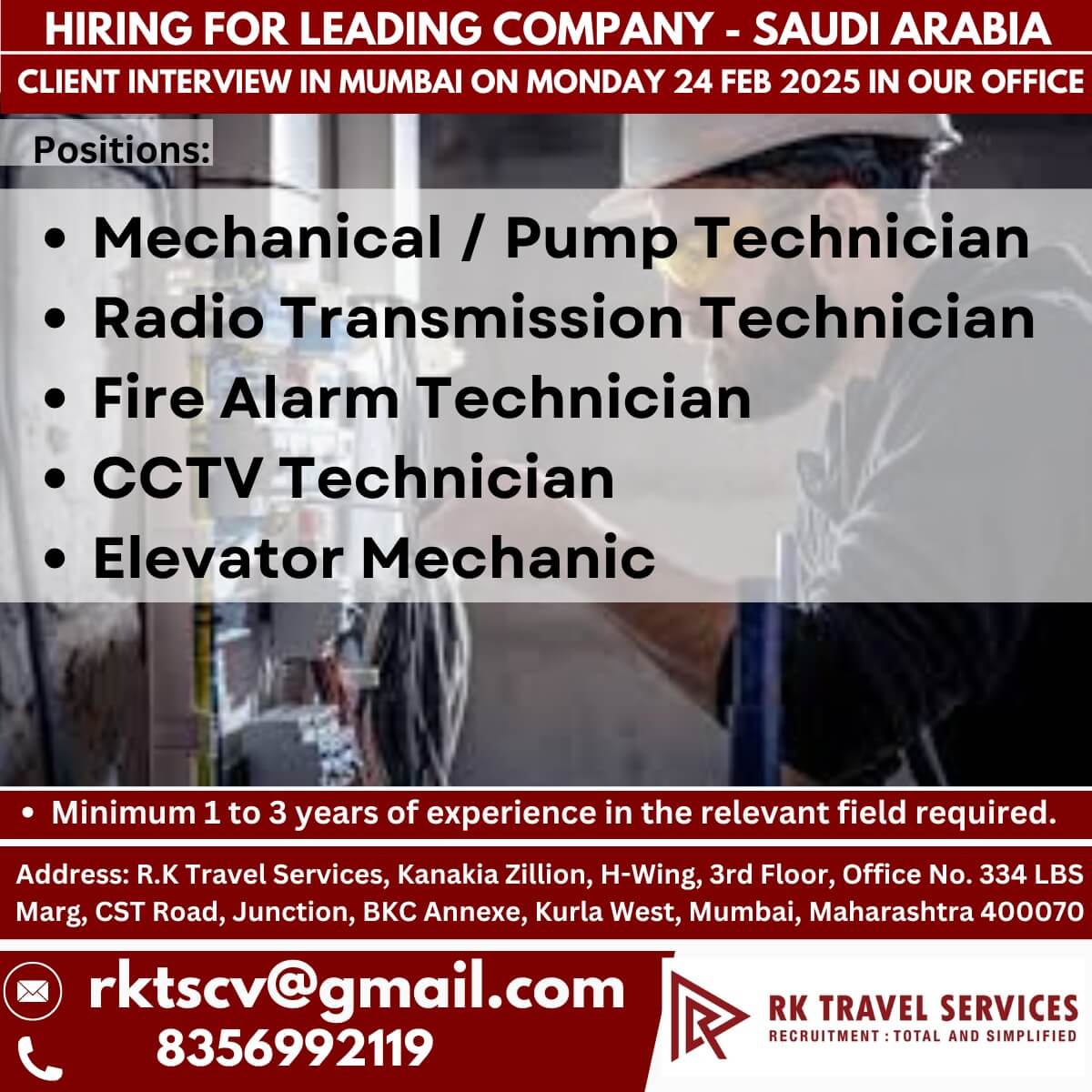 HIRING FOR LEADING COMPANY - SAUDI ARABIA