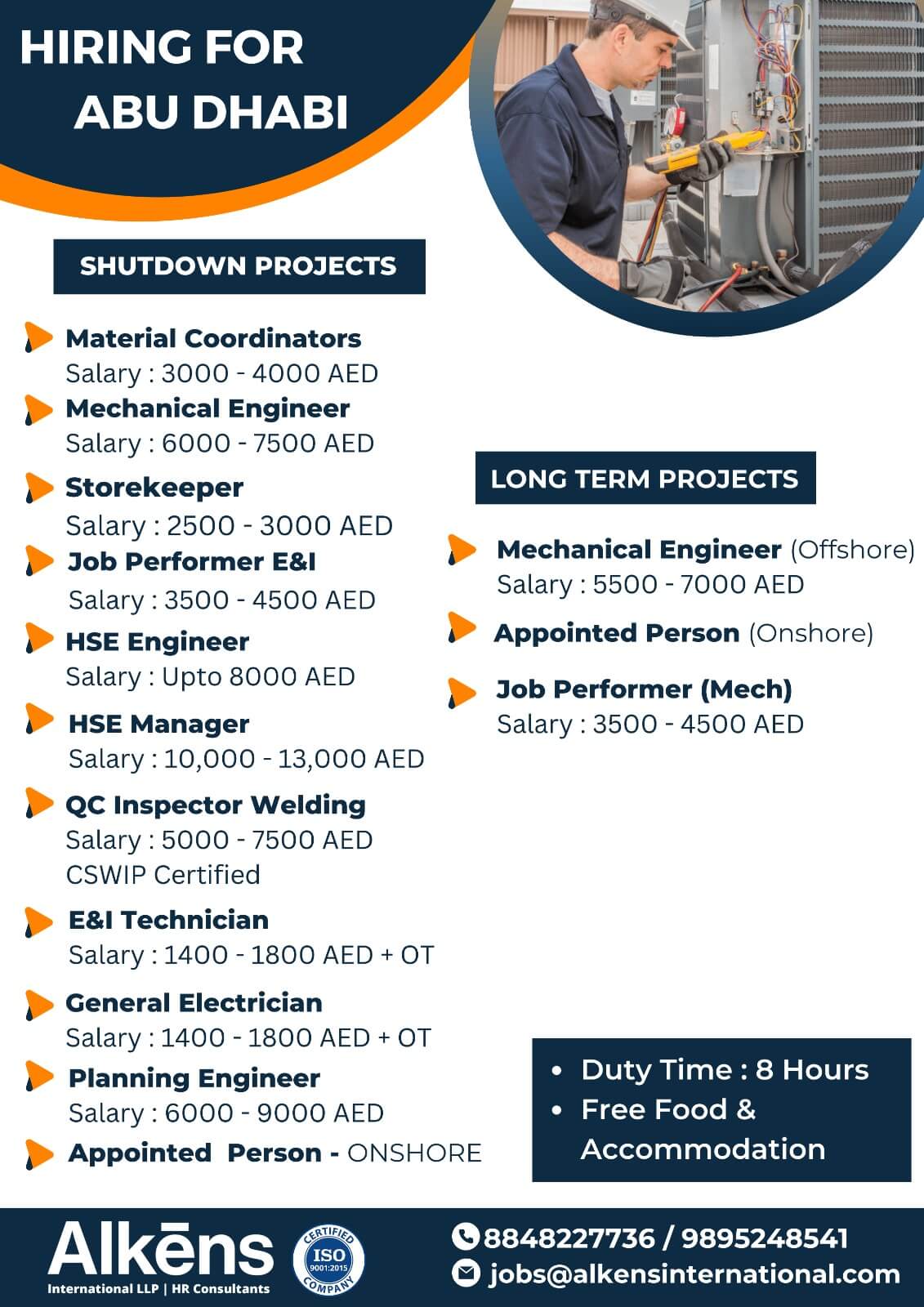 HIRING FOR ABU DHABI