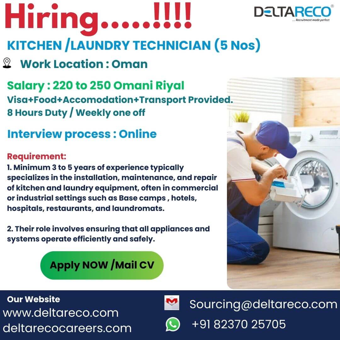 Hiring For OMAN  -Technician -Kitchen