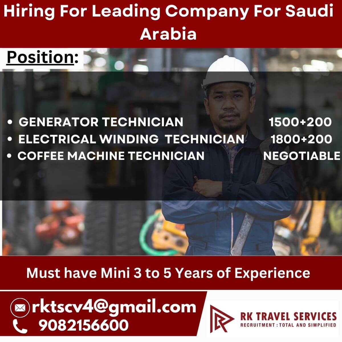 HIRING FOR LEADING COMPANY FOR SAUDI ARABIA