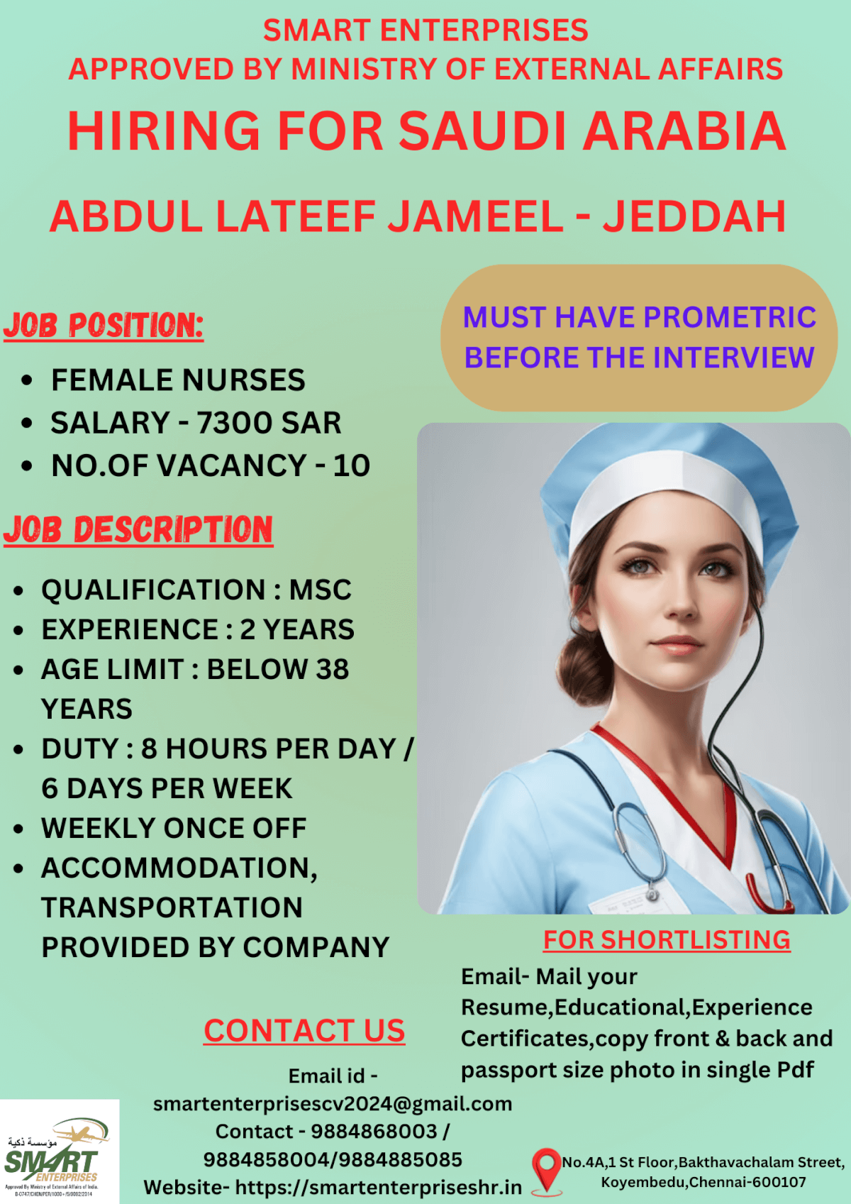 URGENT REQUIREMENT FOR SAUDI ARABIA