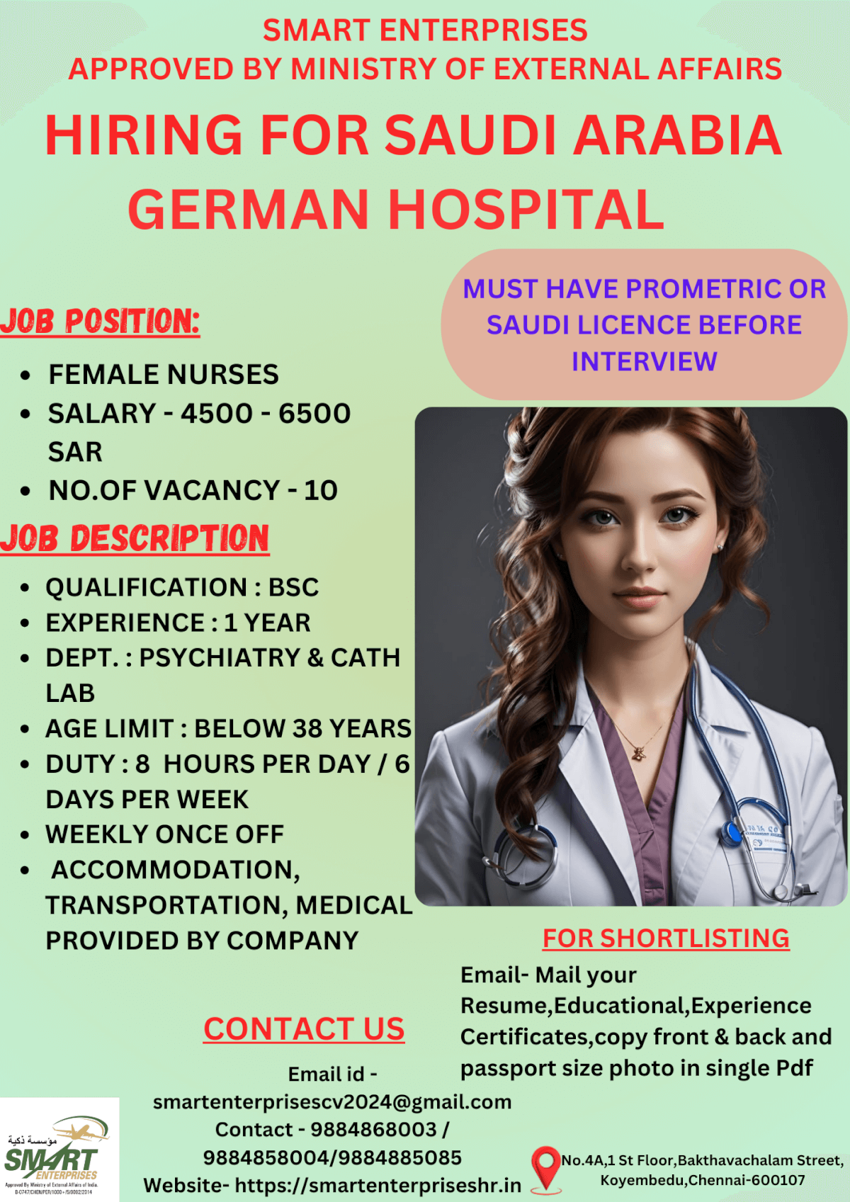 URGENT REQUIREMENT FOR SAUDI ARABIA