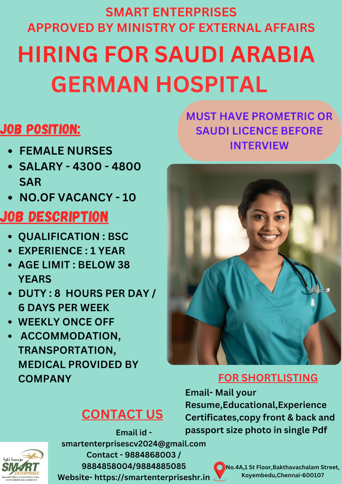 URGENT REQUIREMENT FOR SAUDI ARABIA