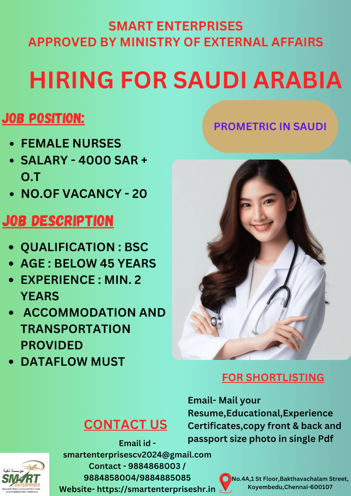 URGENT REQUIREMENT FOR SAUDI ARABIA