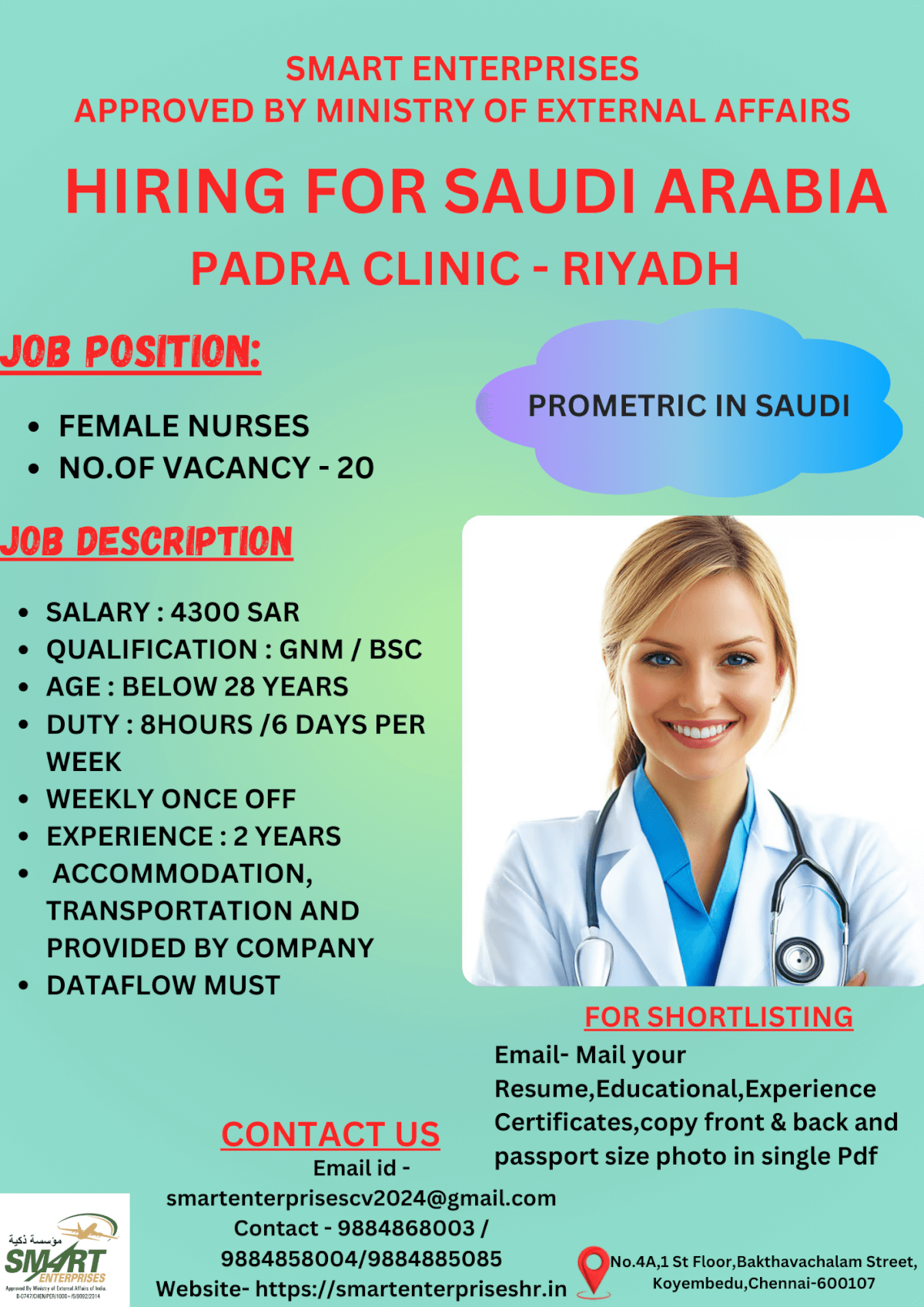 URGENT REQUIREMENT FOR SAUDI ARABIA