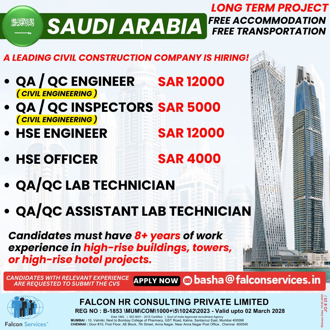 SAUDI ARABIA URGENT HIRING!