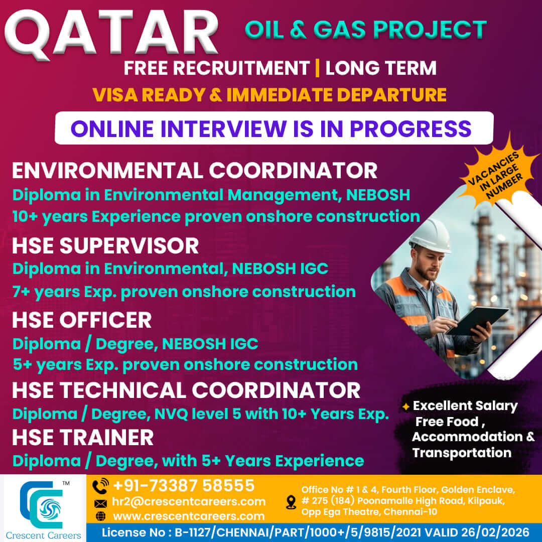 FREE RECRUITMENT FOR QATAR