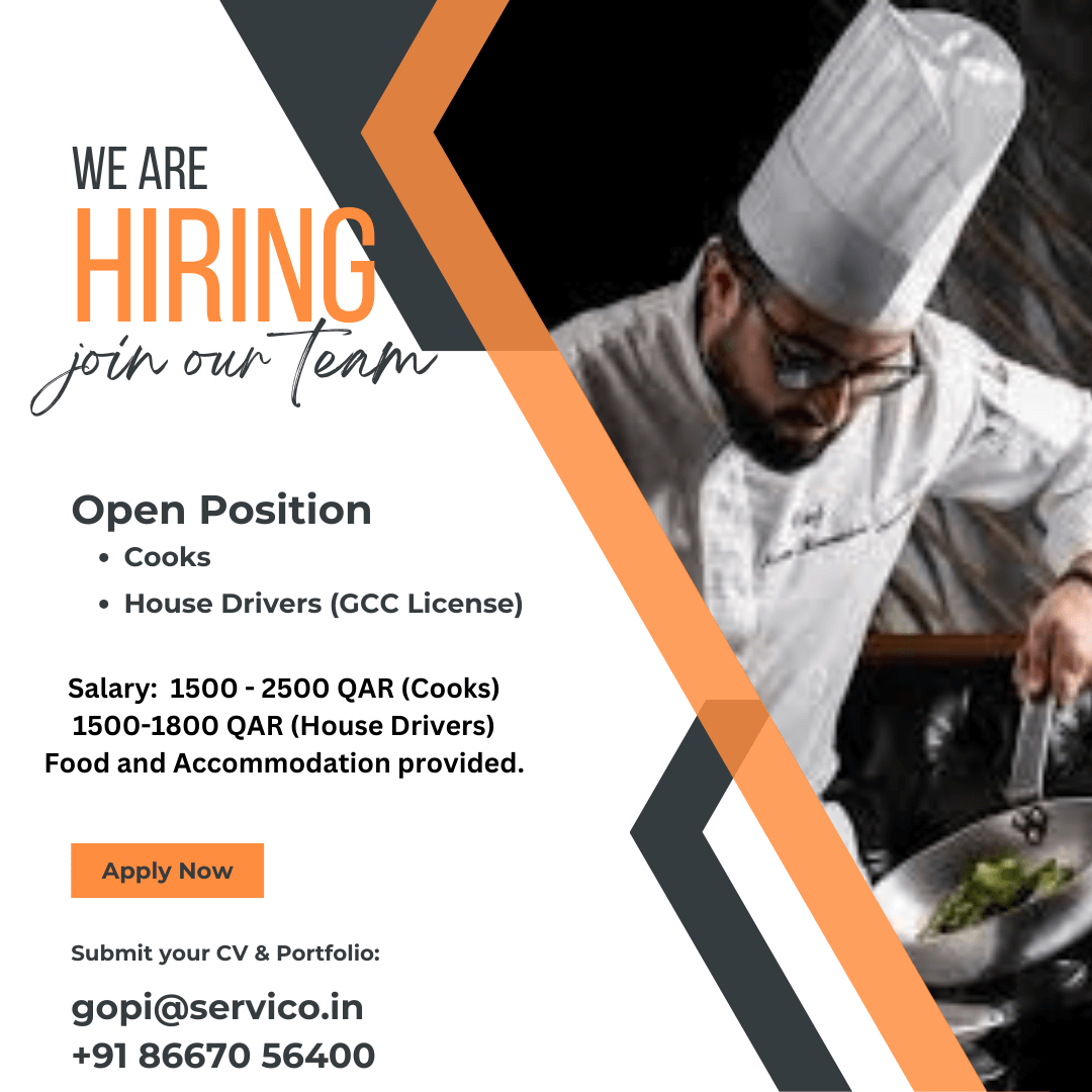 Hiring for Qatar - House Drivers & Cooks