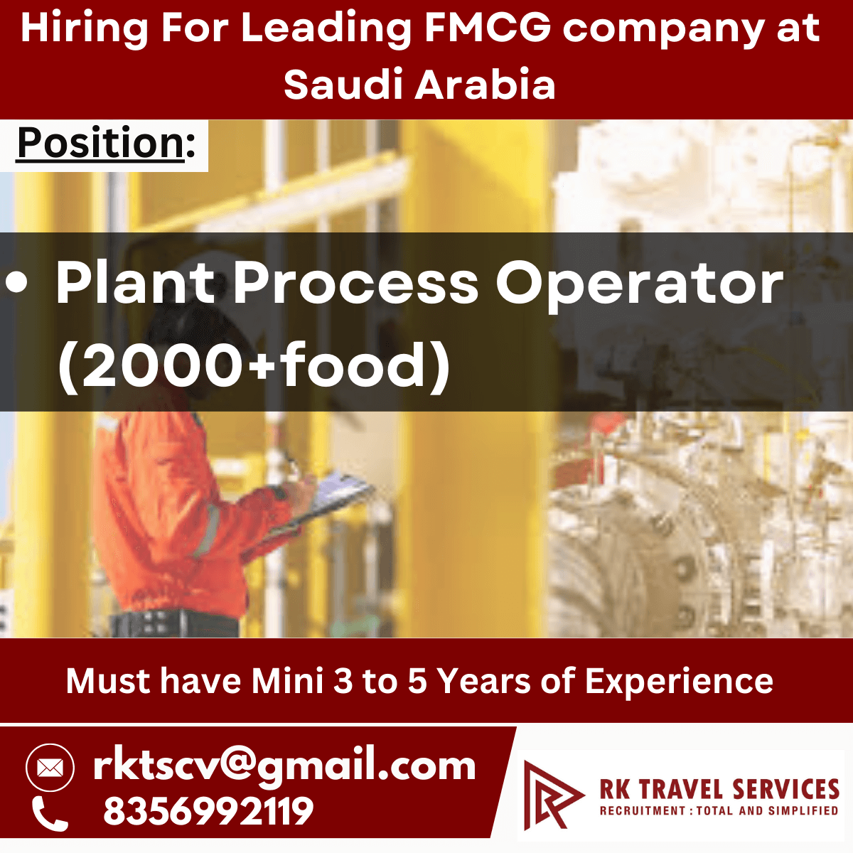 Hiring For Leading FMCG company at Saudi Arabia