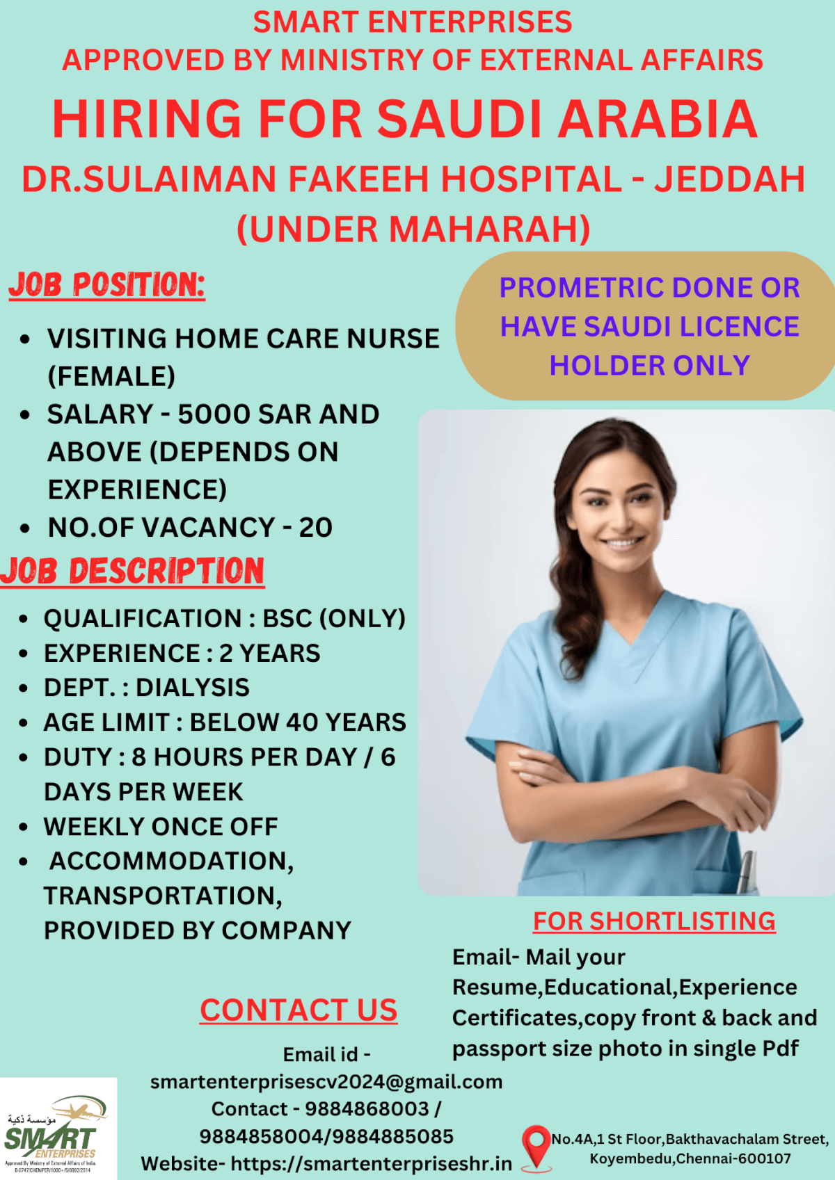 URGENT REQUIREMENT FOR SAUDI ARABIA