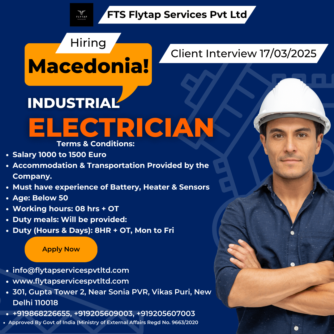 ? Urgent Hiring: Industrial Electricians for Macedonia! ??