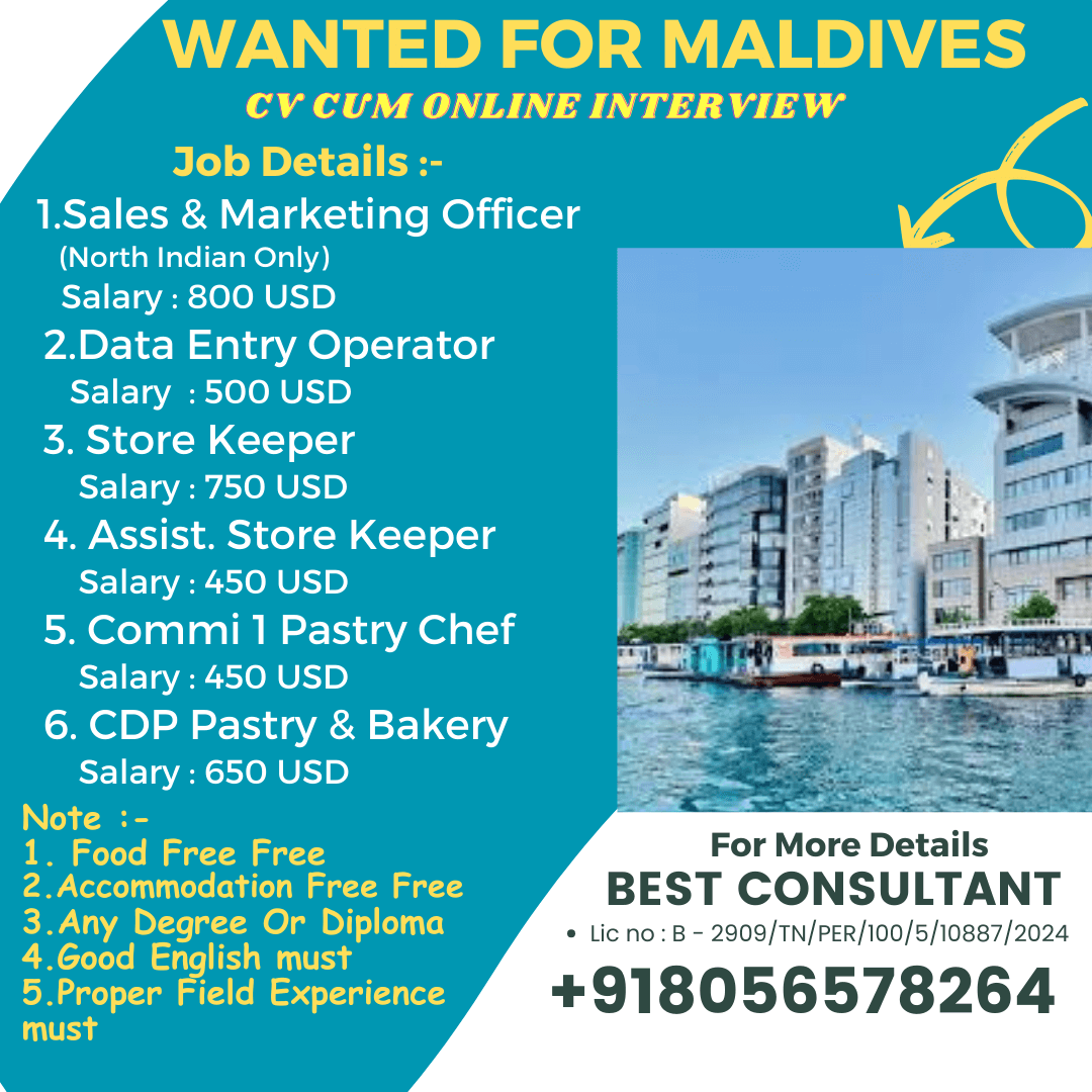 WANTED FOR MALDIVES