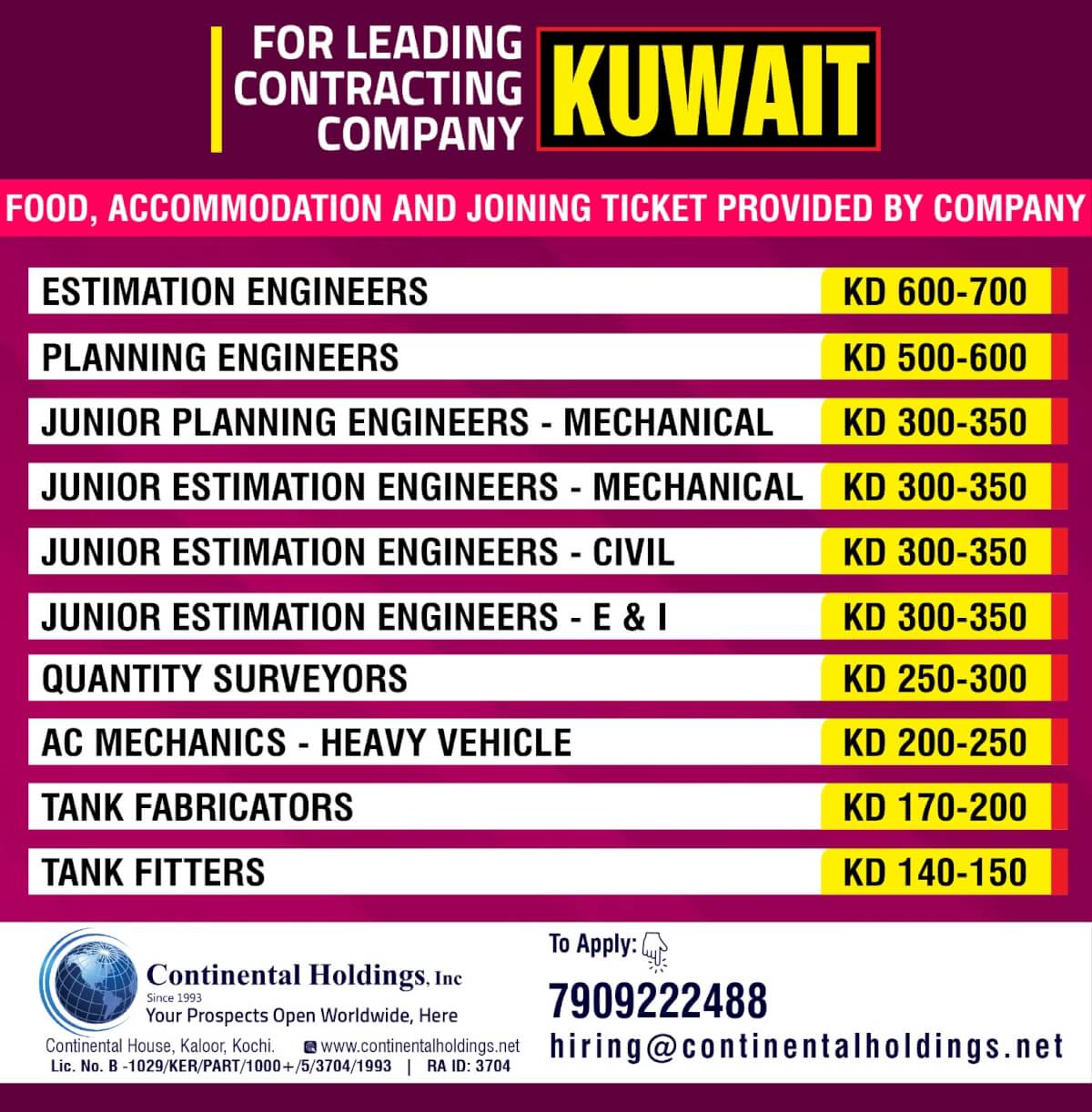 Urgently Hiring for Kuwait