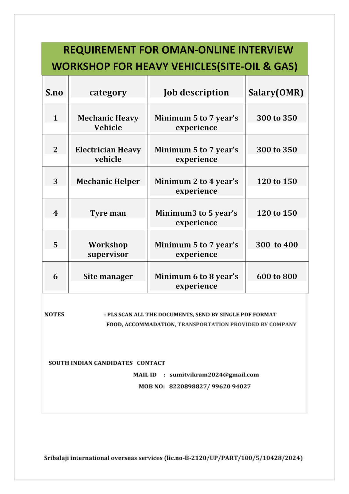 Requirement for oman-workshop for heavy vehicle Requirement for oman-workshop for heavy vehicle