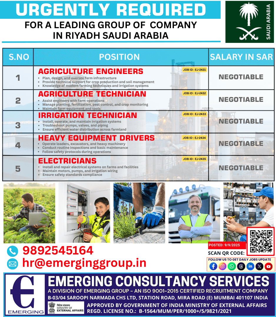 Hiring Now – Agriculture & Technical Roles in the Gulf Region Hiring Now – Agriculture & Technical Roles in the Gulf Region
