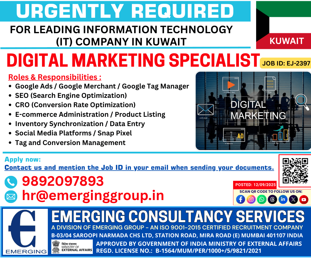 URGENTLY REQUIRED For Leading Information Technology (IT) Company in Kuwait URGENTLY REQUIRED For Leading Information Technology (IT) Company in Kuwait