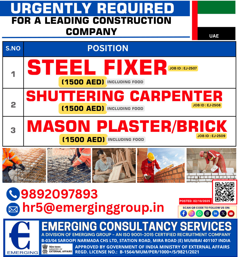 URGENTLY REQUIRED – UAE URGENTLY REQUIRED – UAE