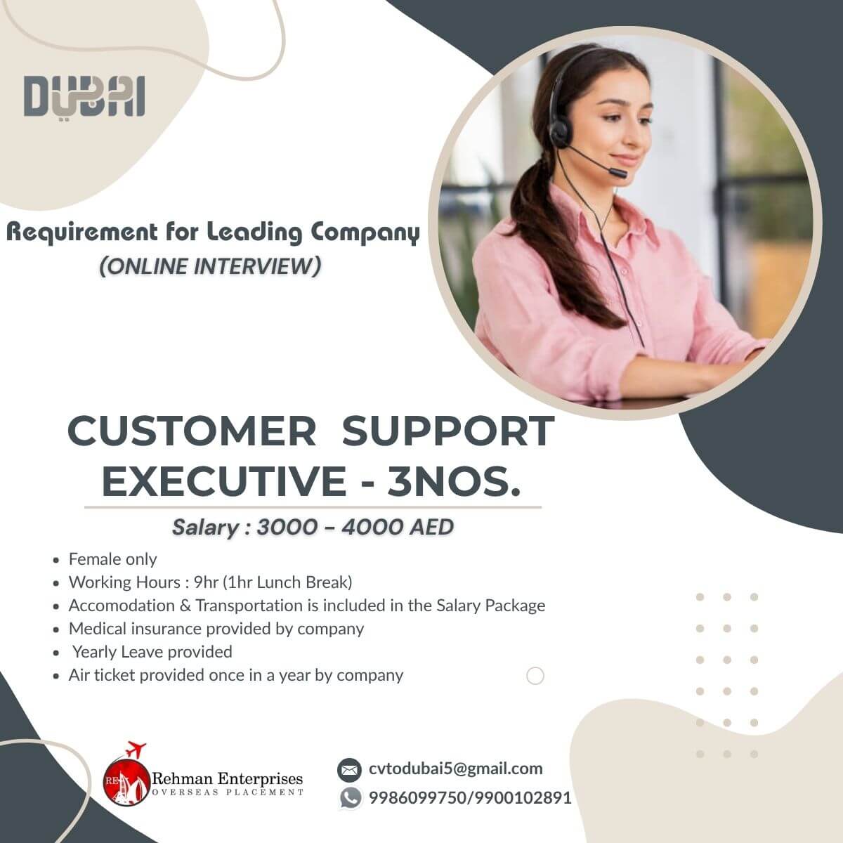 REQUIREMENT FOR LEADING COMPANY IN DUBAI-CUSTOMER SUPPORT EXECUTIVE-ONLINE INTERVIEW REQUIREMENT FOR LEADING COMPANY IN DUBAI-CUSTOMER SUPPORT EXECUTIVE-ONLINE INTERVIEW