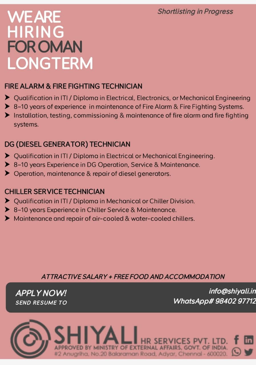 Fire Technicians/Chiller Technicians Fire Technicians/Chiller Technicians