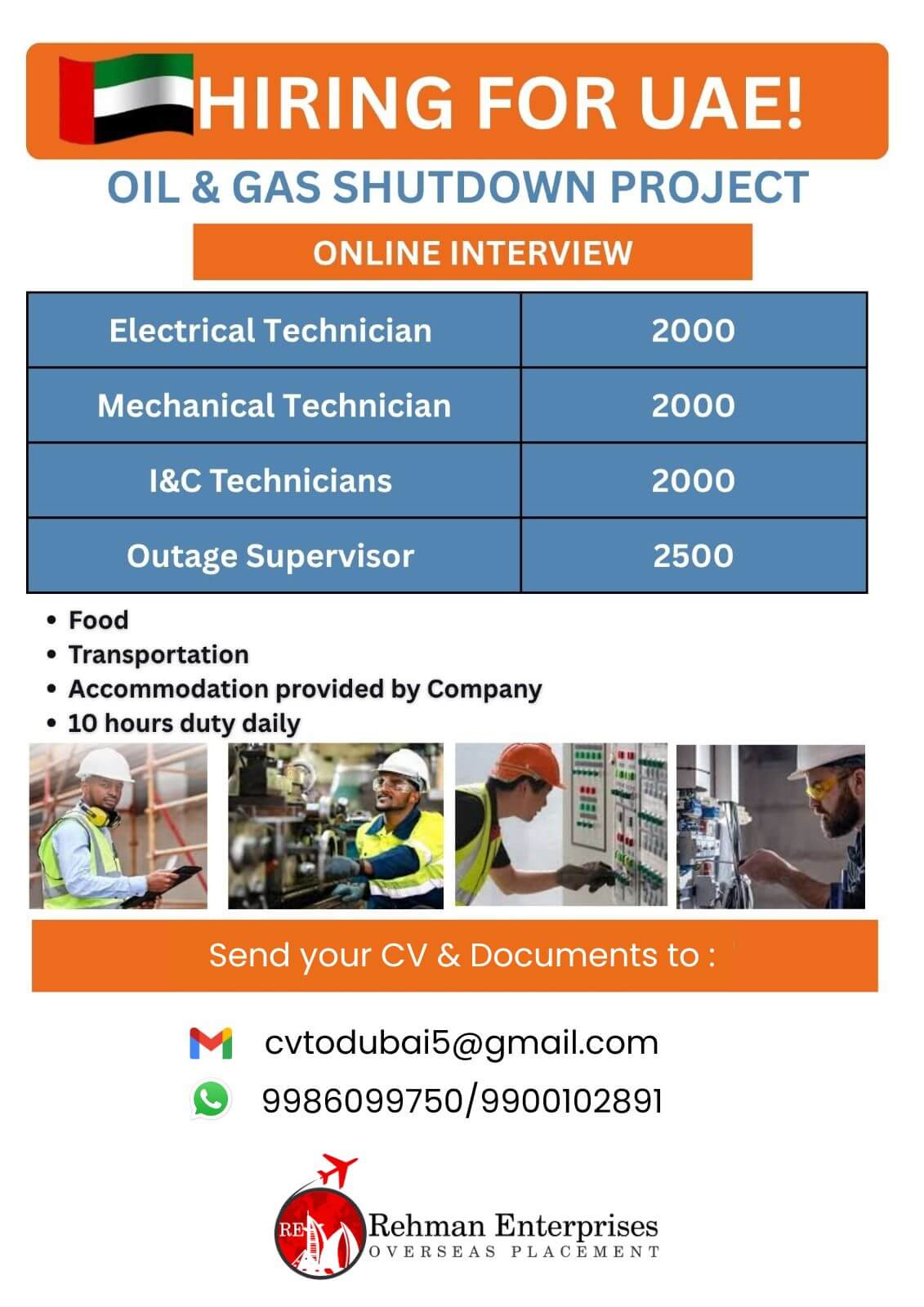 HIRING FOR OIL AND GAS SHUTDOWN PROJECT IN UAE - ONLINE INTERVIEW