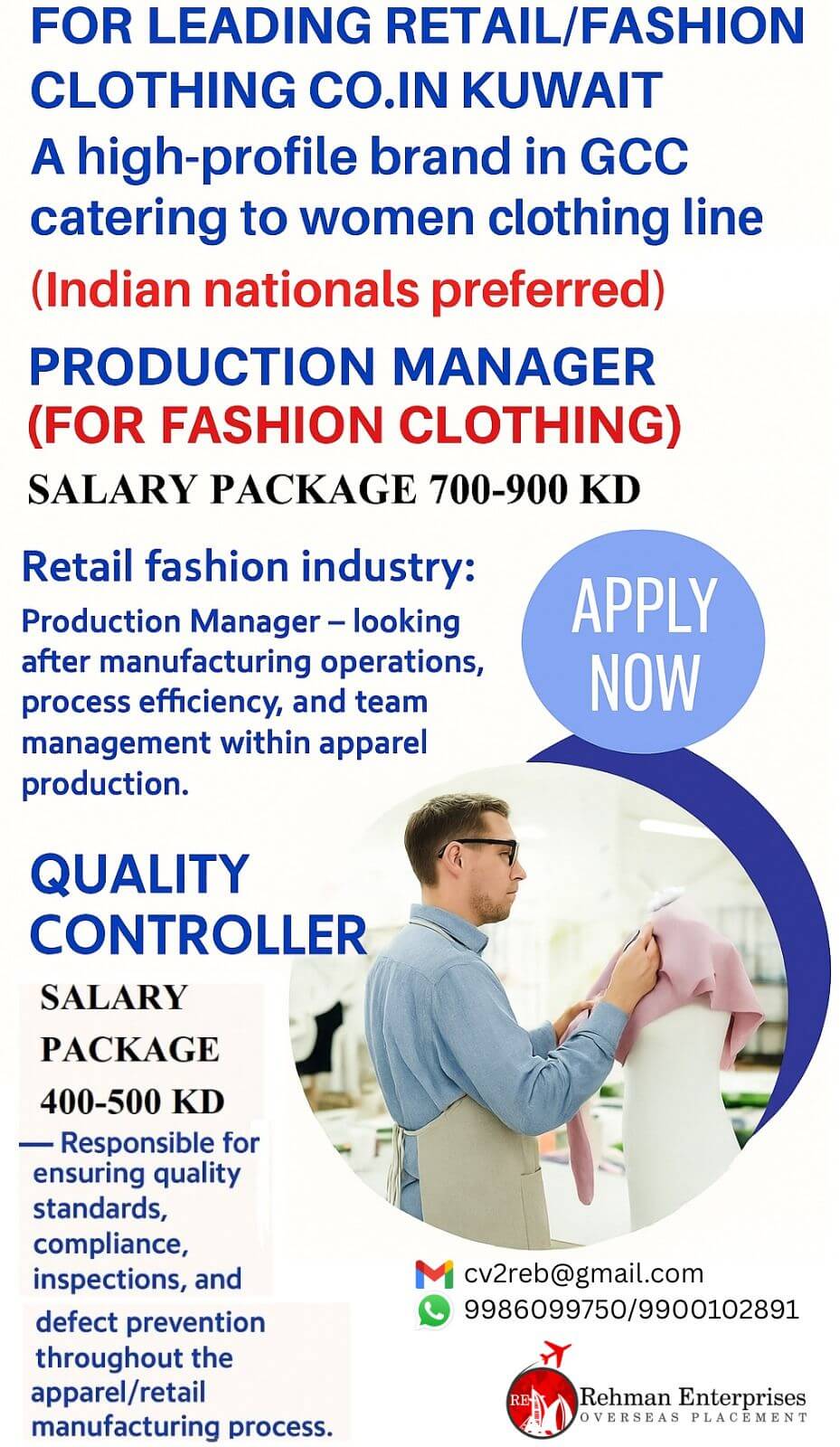 HIRING FOR LEADING RETAIL / FASHION CLOTHING CO IN KUWAIT HIRING FOR LEADING RETAIL / FASHION CLOTHING CO IN KUWAIT