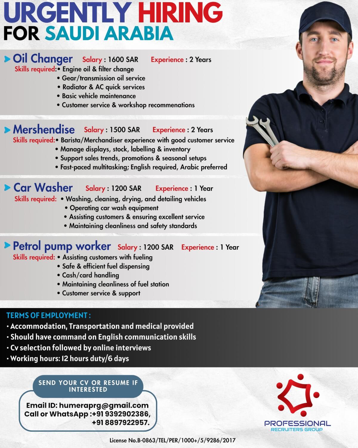 Urgent Hiring for Saudi Arabia Urgent Hiring for Saudi Arabia