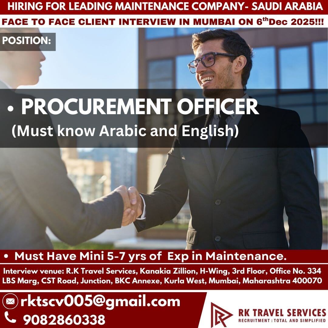 HIRING FOR LEADING MAINTENANCE COMPANY- SAUDI ARABIA