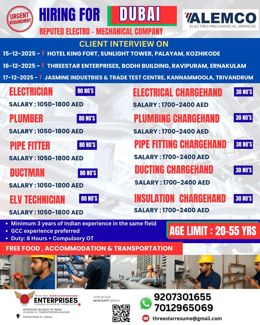 Hiring for Dubai – Reputed Electro Mechanical Company- UAE Hiring for Dubai – Reputed Electro Mechanical Company- UAE