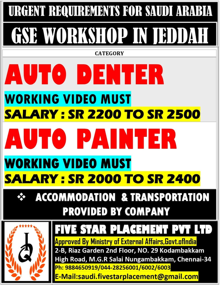 URGENT REQUIREMENT FOR SAUDI ARABIA