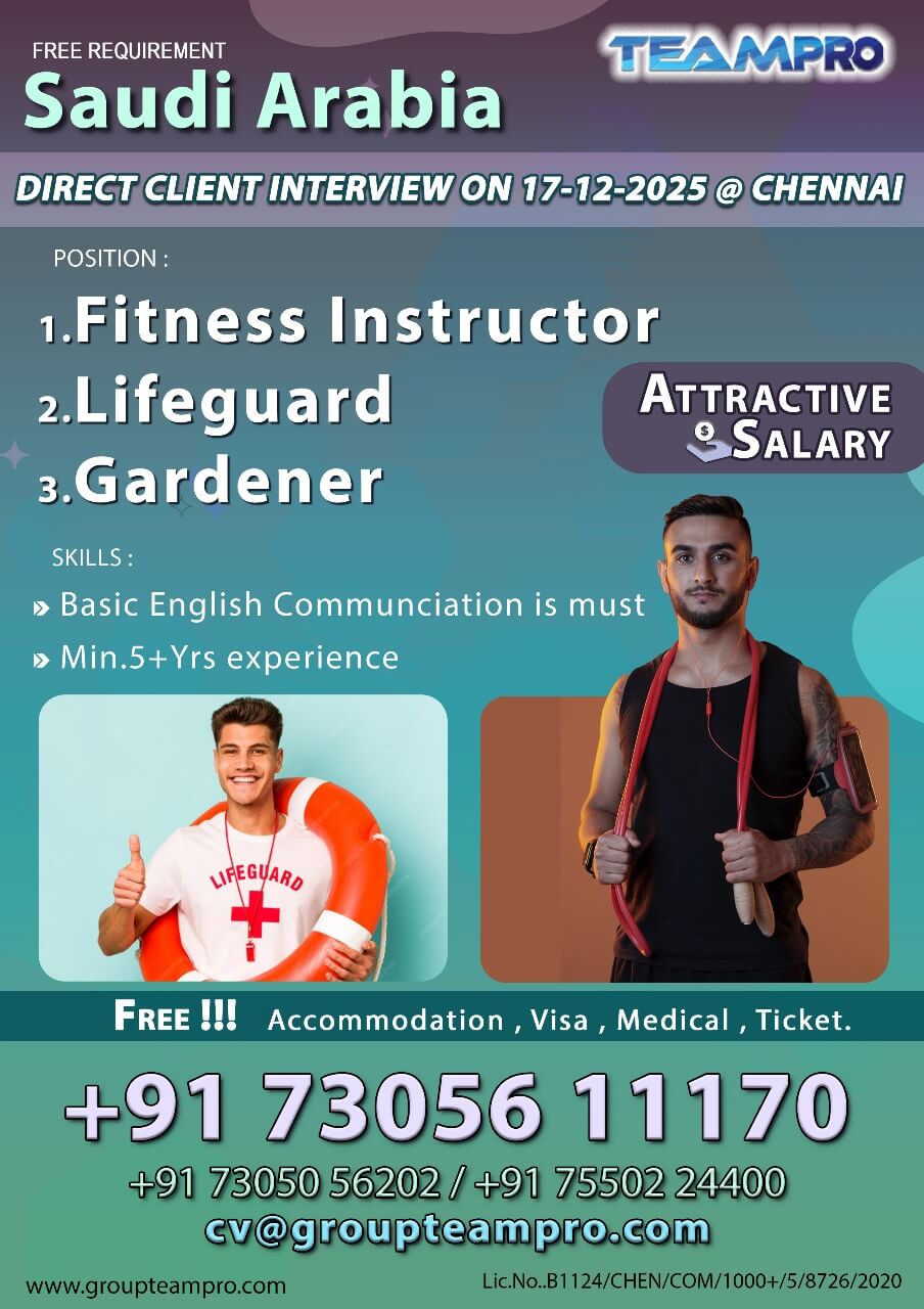 ? Urgent Requirement – Saudi Arabia | Direct Client Interview on 17-12-2025 @ Chennai