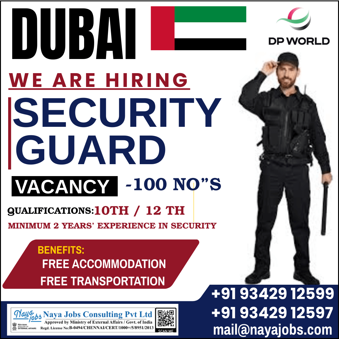 urgent Requirement for SECURITY GUARD IN DUBAI