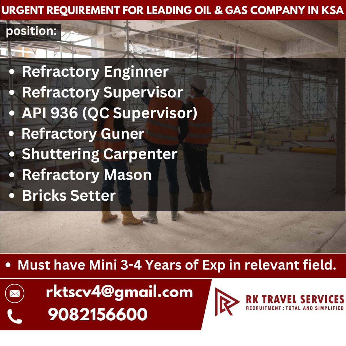 Urgent Requirement for leading Oil & Gas Company in KSA
