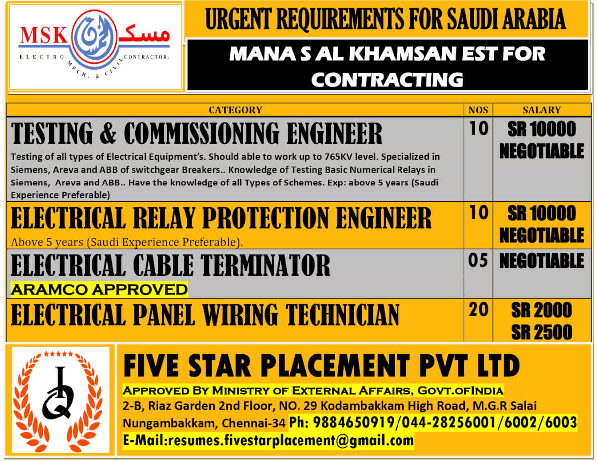 URGENT REQUIREMENT FOR SAUDI ARABIA URGENT REQUIREMENT FOR SAUDI ARABIA