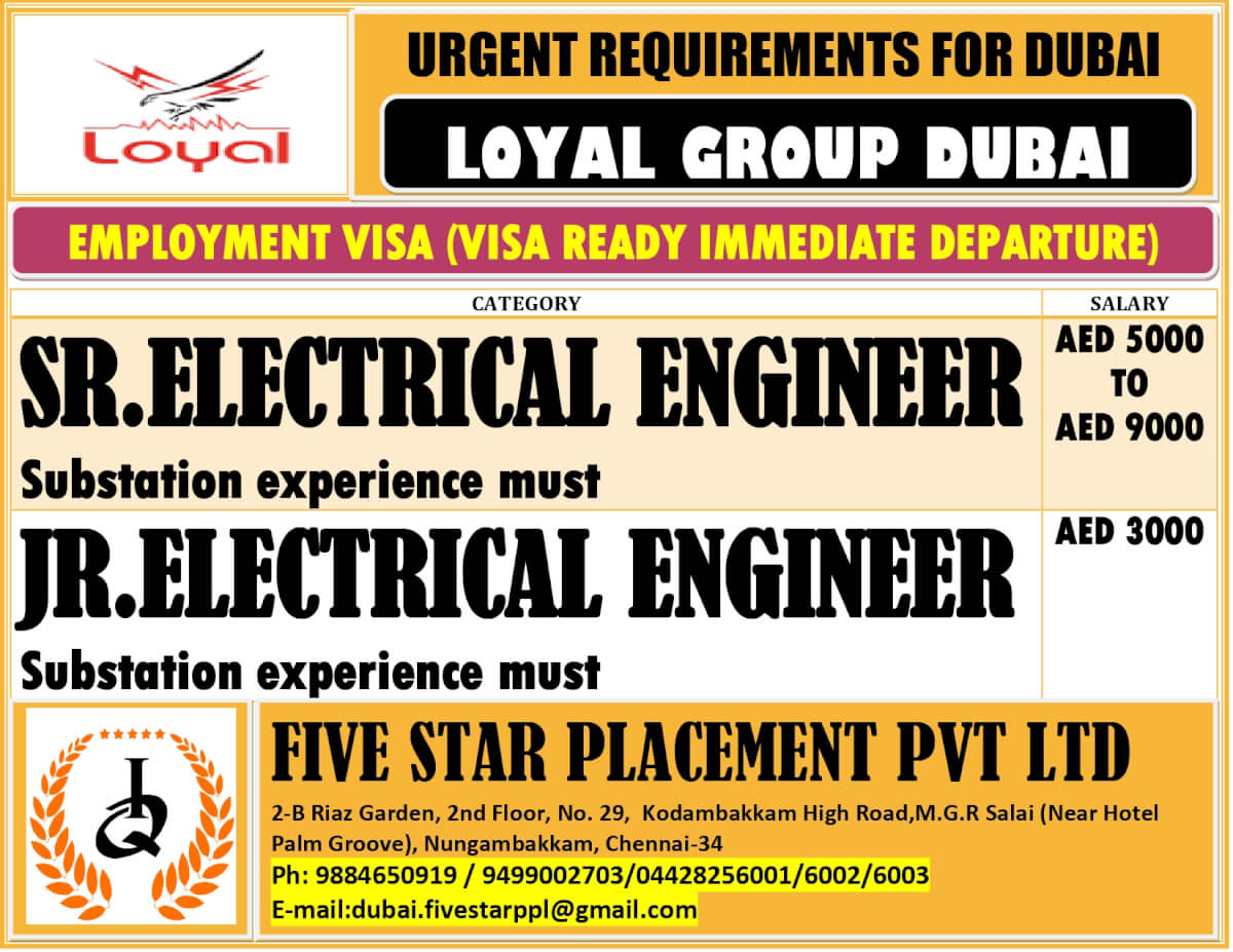 URGENT REQUIREMENT FOR DUBAI