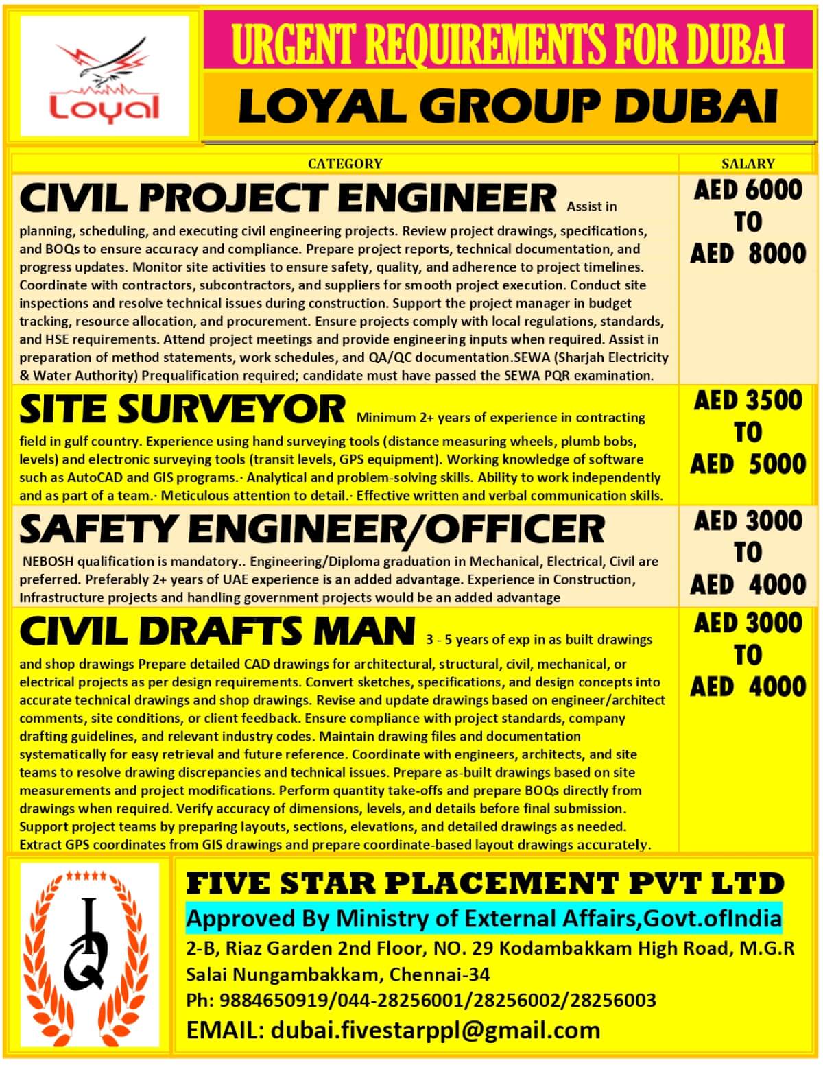 URGENT REQUIREMENT FOR DUBAI