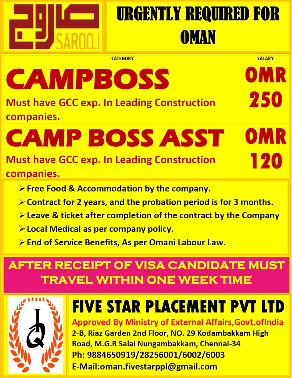URGENT REQUIREMENT FOR OMAN