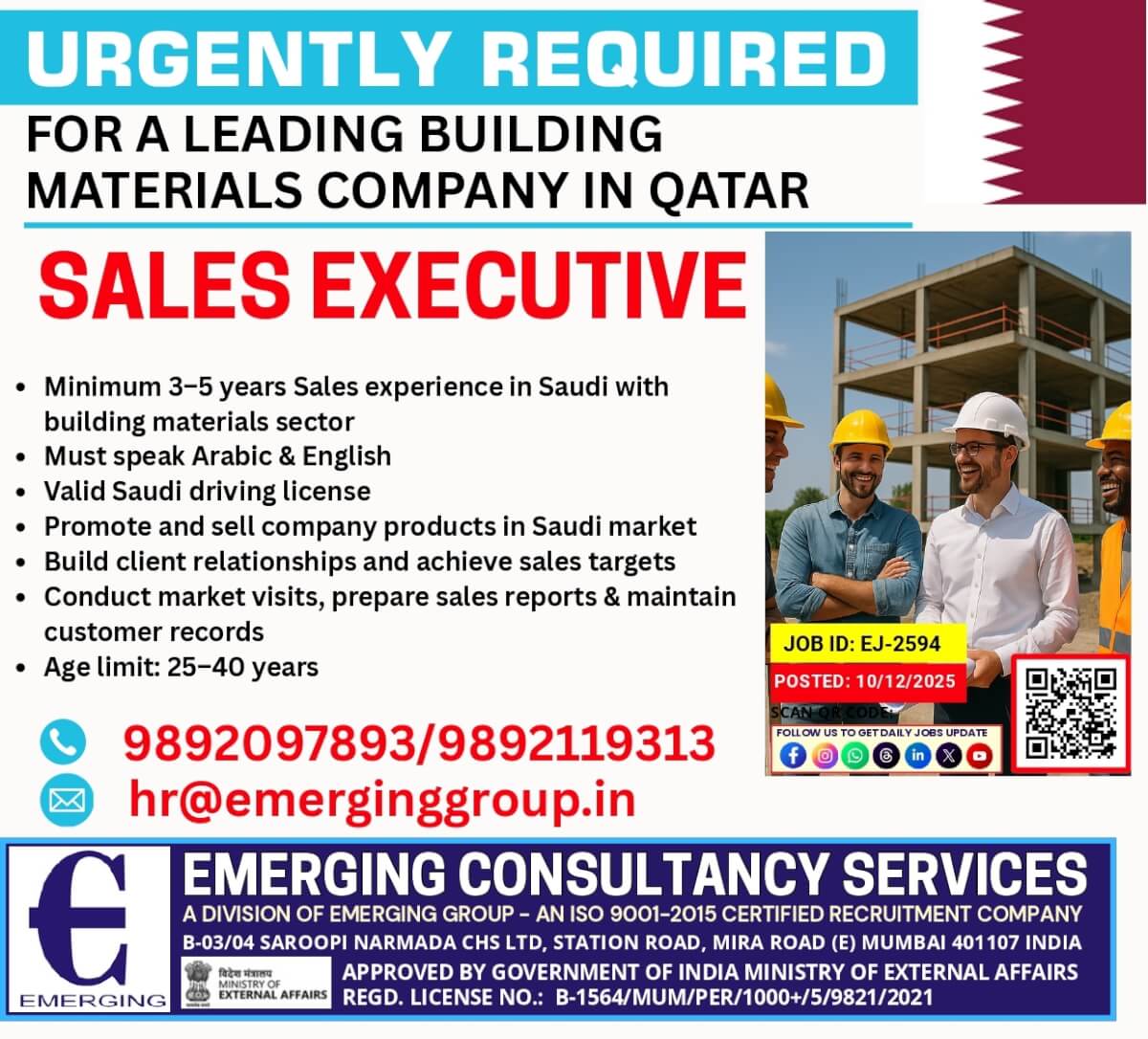 FOR A LEADING BUILDING MATERIALS COMPANY IN QATAR FOR A LEADING BUILDING MATERIALS COMPANY IN QATAR