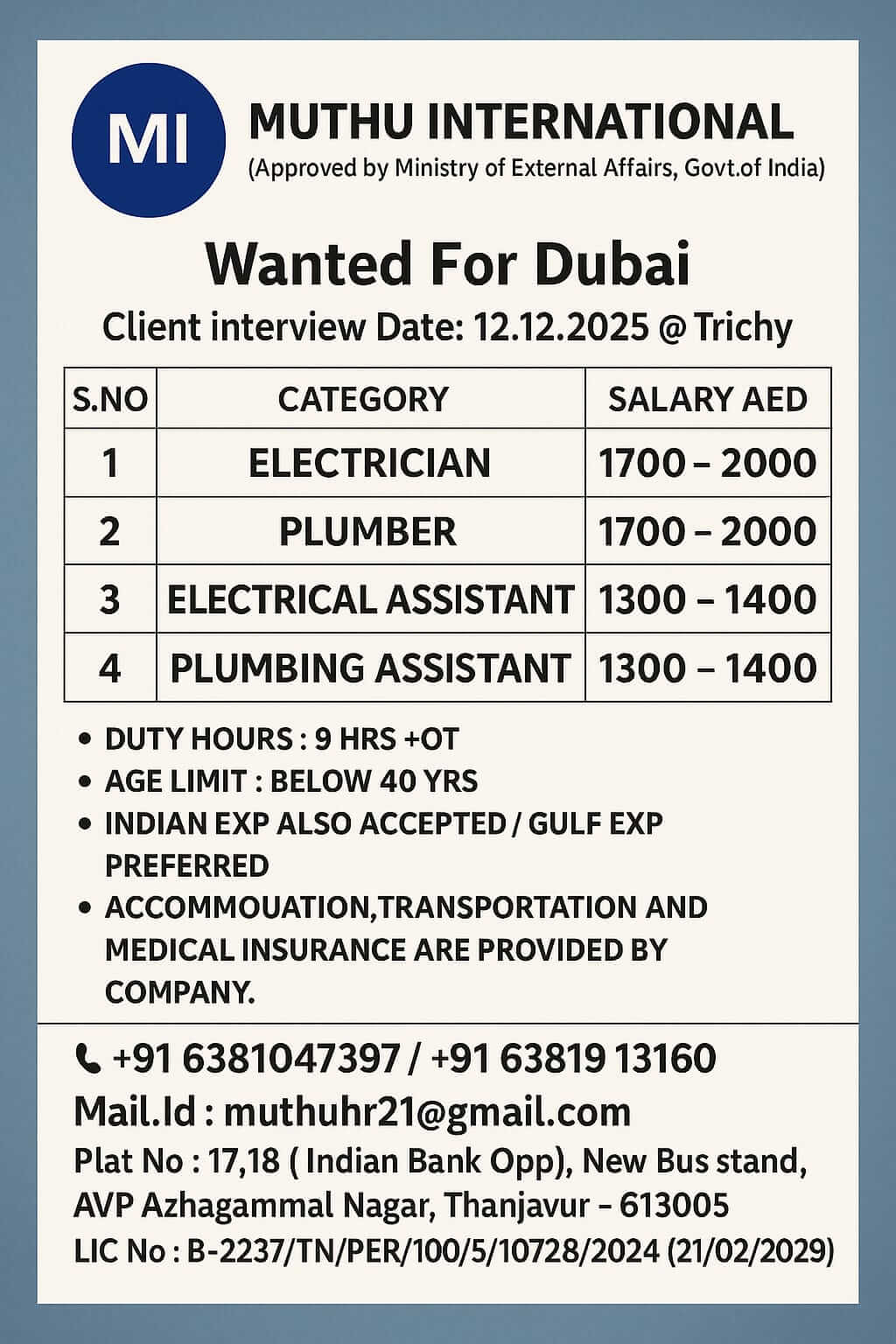 WANTED FOR DUBAI WANTED FOR DUBAI