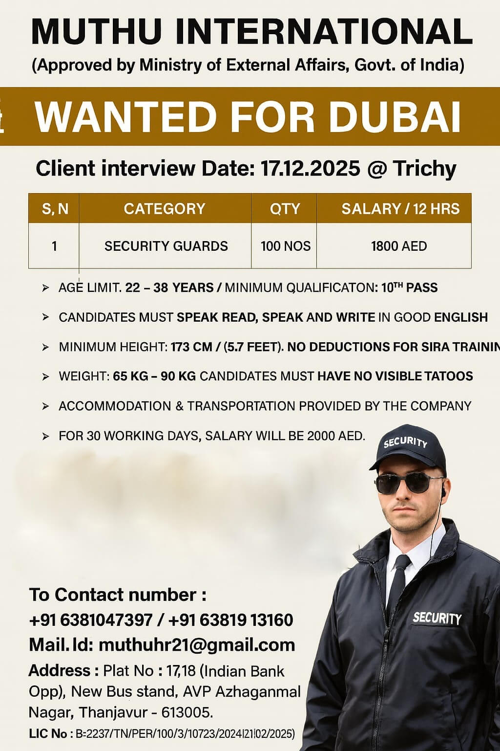 WANTED FOR DUBAI WANTED FOR DUBAI