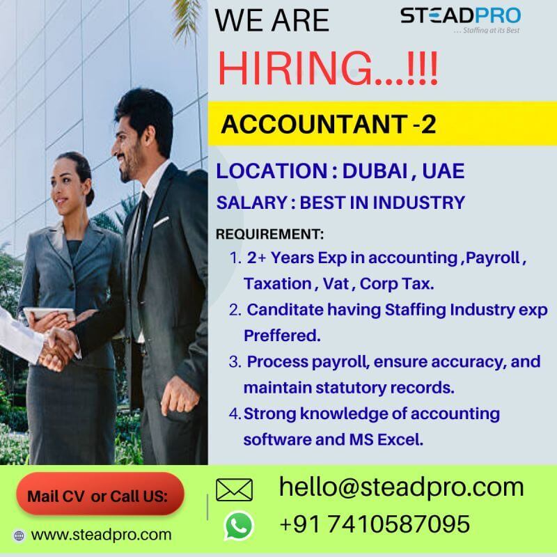 Hiring Accountant for Dubai Salary No Bar Hiring Accountant for Dubai Salary No Bar