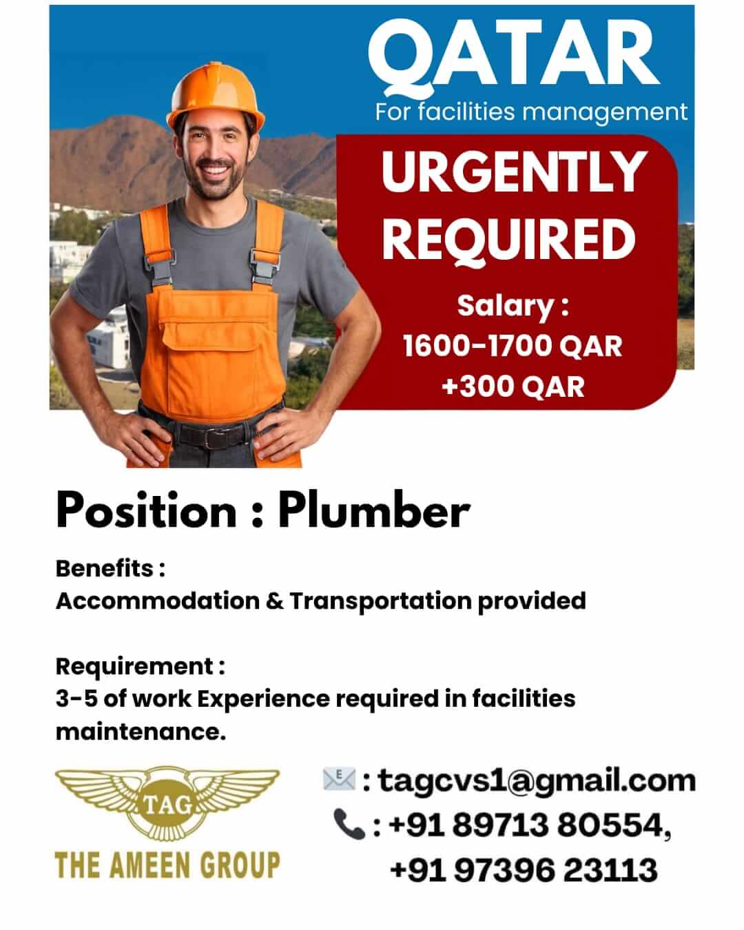 Urgently Required – Plumber – Qatar Urgently Required – Plumber – Qatar