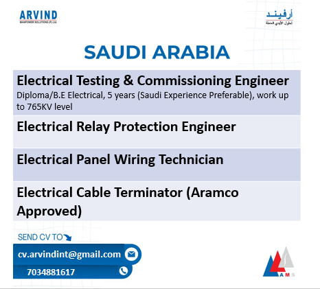 Urgent Requirement for Saudi Arabia Urgent Requirement for Saudi Arabia