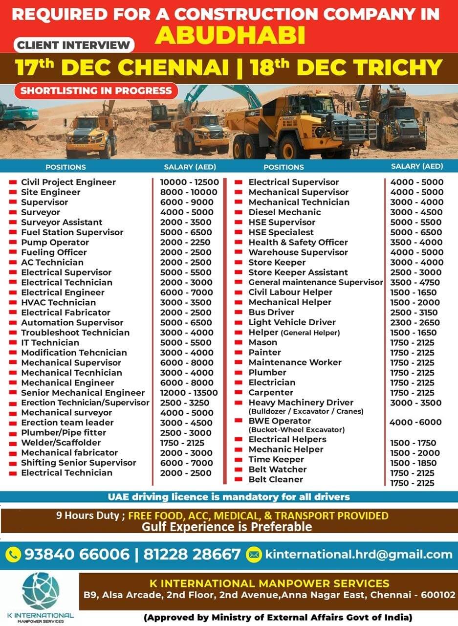 URGENTLY RQUIRED FOR ABU DHABI URGENTLY RQUIRED FOR ABU DHABI